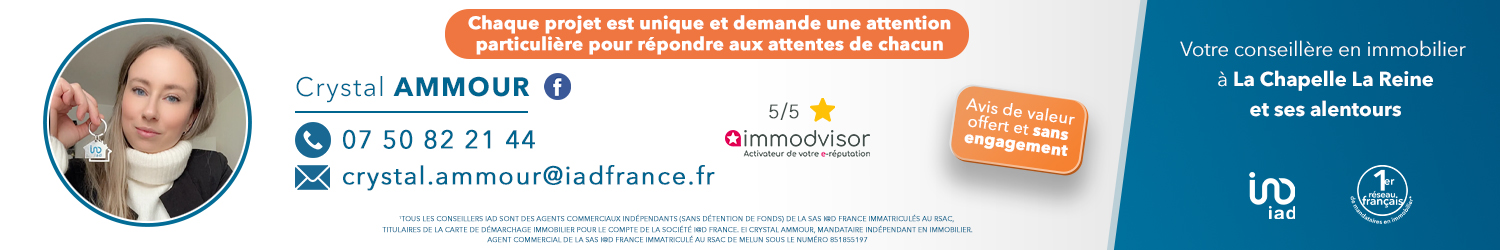 Agent immobilier IAD France Crystal Ammour à La Chapelle La Reine (Seine-et-Marne) - spécialiste en financement d’EHPAD