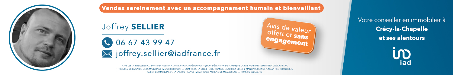 Agent immobilier IAD France Joffrey Sellier à Crécy-la-Chapelle (Seine-et-Marne) - spécialiste en financement d’EHPAD
