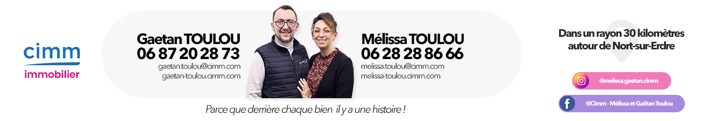 Agent immobilier Cimm immobilier Gaetan et Mélissa Toulou à Nort-sur-Erdre (Loire-Atlantique) - spécialiste en financement d’EHPAD