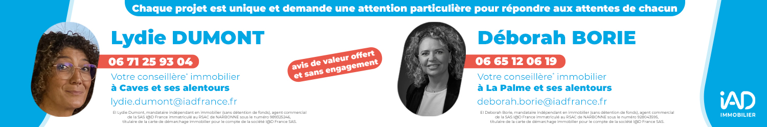 Agent immobilier IAD France Lydie Dumont Déborah Borie à Caves (Aude) - spécialiste en financement d’EHPAD