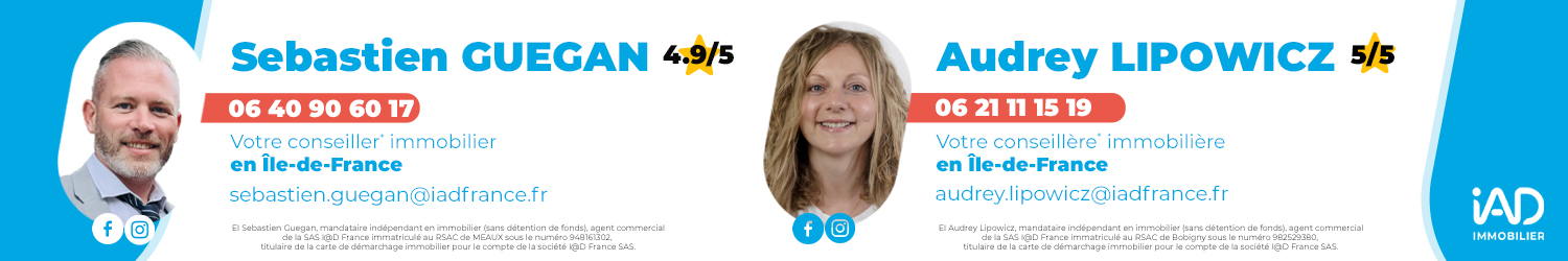Agents immobiliers IAD Sebastien Guegan Audrey Lipowicz en Île-de-France (Seine-et-Marne) -spécialiste en financement d’EHPAD