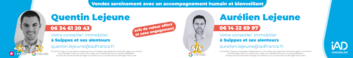 Agent immobilier IAD France Quentin & Aurélien Lejeune à Suippes (Marne) - spécialiste en financement d’EHPAD