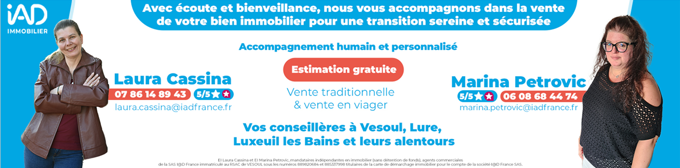 Agent immobilier IAD France Laura Cassina Marina Petrovic à Lure (Charente-Maritime) - spécialiste en financement d’EHPAD