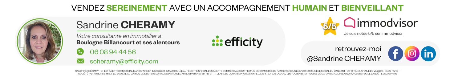Agent immobilier Efficity Sandrine Chéramy à Boulogne-Billancourt (Seine) - spécialiste en financement d’EHPAD